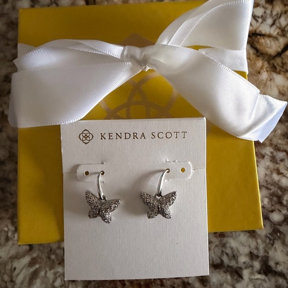 Kendra Scott Silver Crystal Butterfly Earrings - Picture 2 of 2